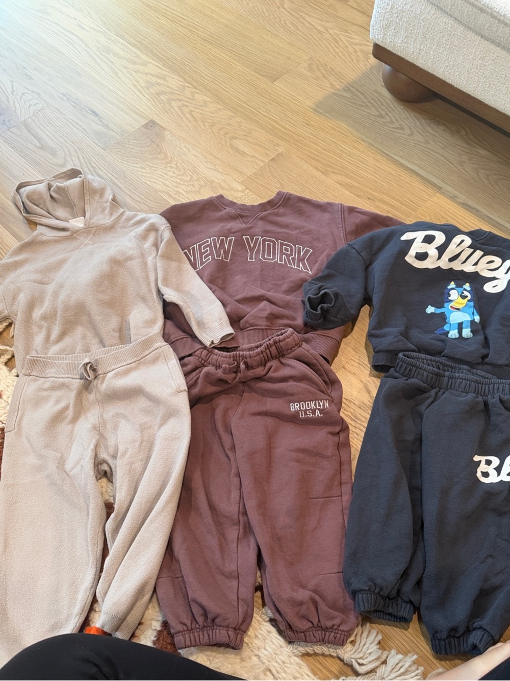 Zara jogger sets. brown and cream are 3T bluey is 2T